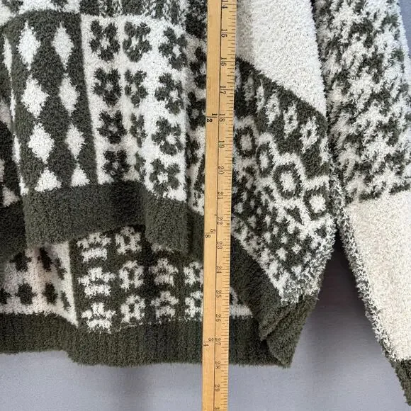 Pol Anthropologie Sweater Women's L Green Cream Loose Weave Oversized Preppy - Picture 9 of 11